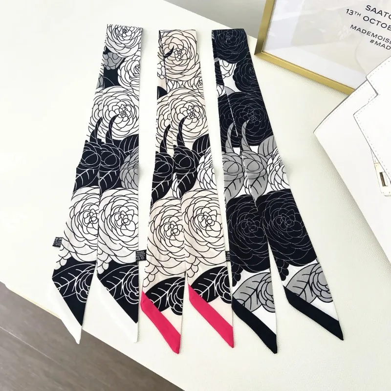 

2026 Hot Sale Spring Luxurious Rose Pattern Ladies Leisure Decoration Twill Long Strip Streamer Silk Scarf Tie Bind A Bag Ribbon