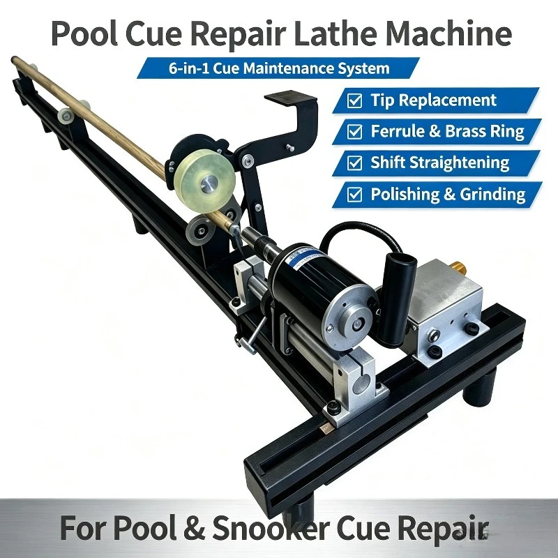 Professional Billiard Cue Repair Lathe Machine, Pool Cue Tip Ferrule Replacement Straightening Polishing Tool, B5/B6 Optional