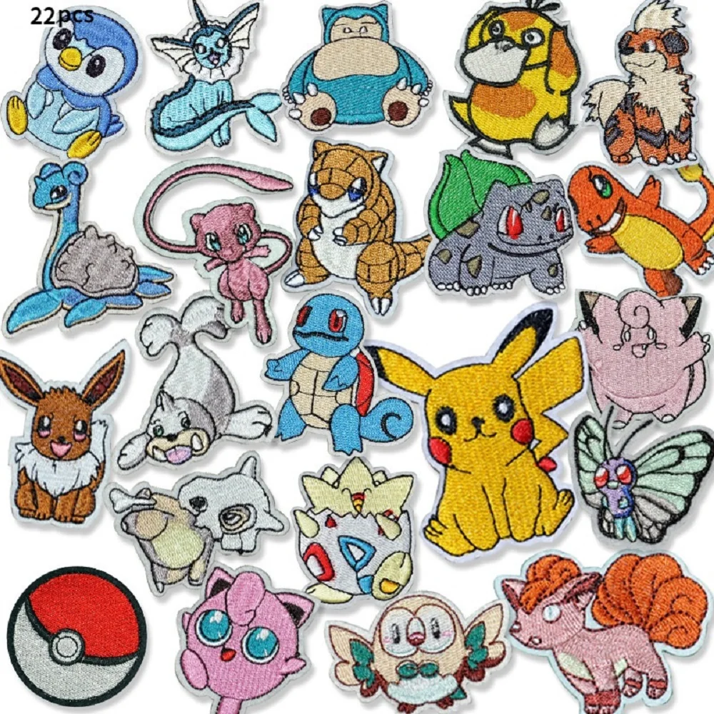 16/30Pcs Cartoon Pokemon Game Monster Character For Sew Clothing Iron on Embroidery Patches DIY Jeans Coat bag Applique