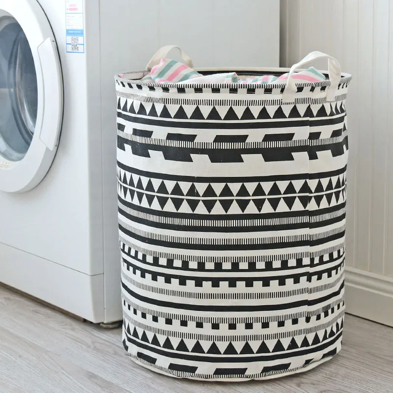 

Striped Storage Basket Folding Large Capacity Laundry Basket Clothes Children Toys Organize Storage Box Bedroom Living Room Tidy