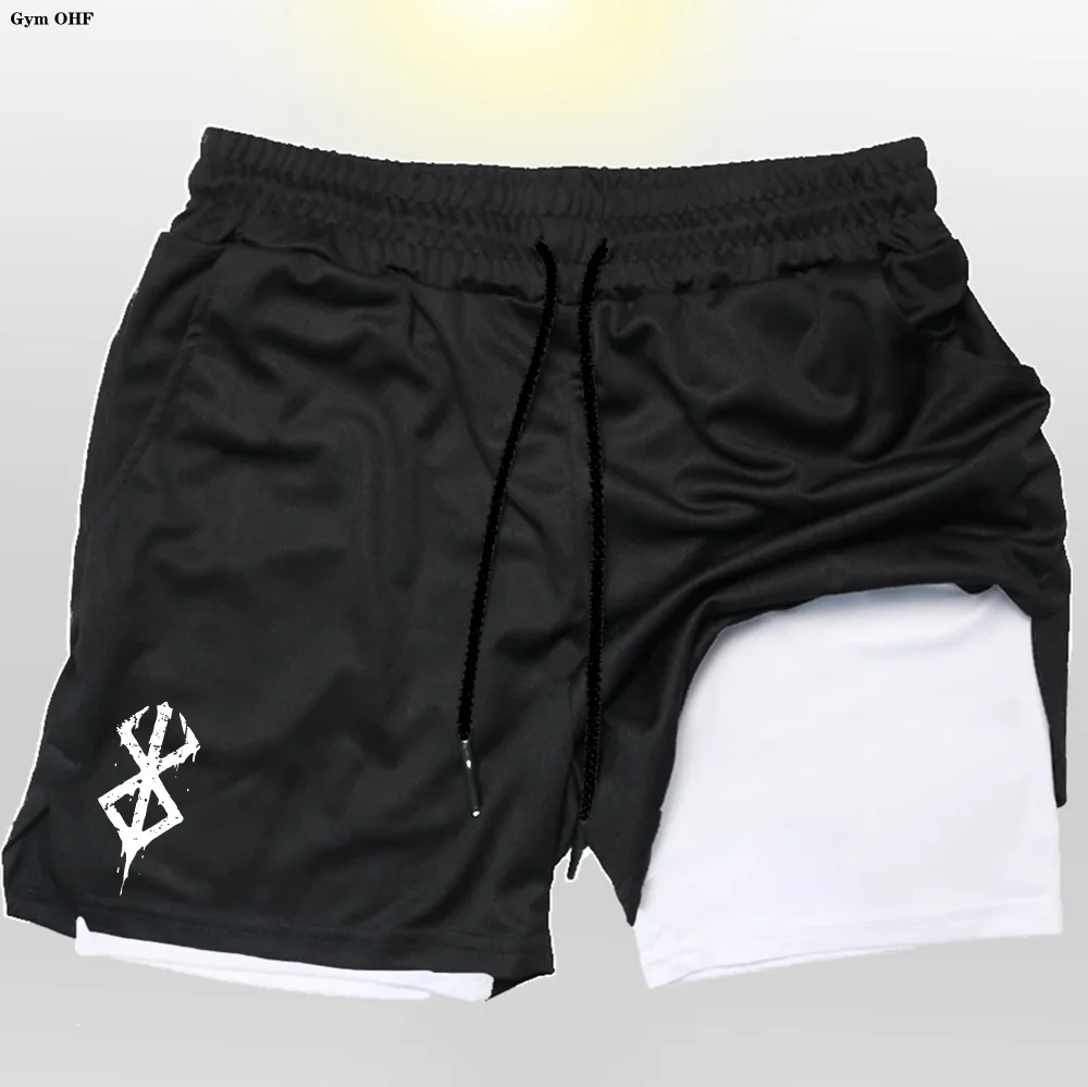 

Men's Compression Tight 2 in 1 Double-layer Shorts Anime Print Quick Drying Short Pants Jujitsu Fitness Tracksuit Football Sport