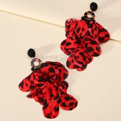 Leopard Handmade Flower Glamorous Decor Original Bride Wedding Party Pendant Jewelry Luxury Design Dangle Earrings For Women