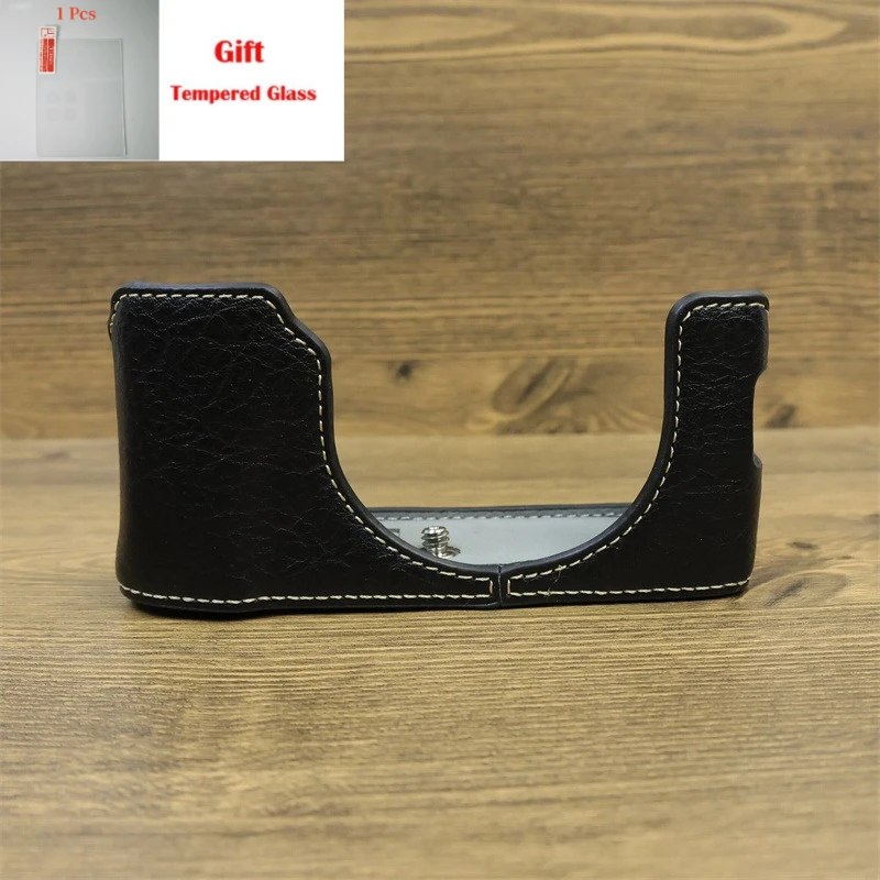 

Protective case handle half cover base case For Fuji FUJIFILM X100VI camera bag, micro-single Leather case + free tempered film