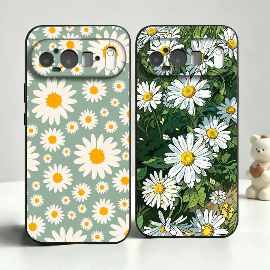 Case for Google Pixel 10A 7a 9a 8a 6 7 8 Pro 10 9 Pro XL 6a Funda Phone Cover Mint Green Daisy Flower view 6