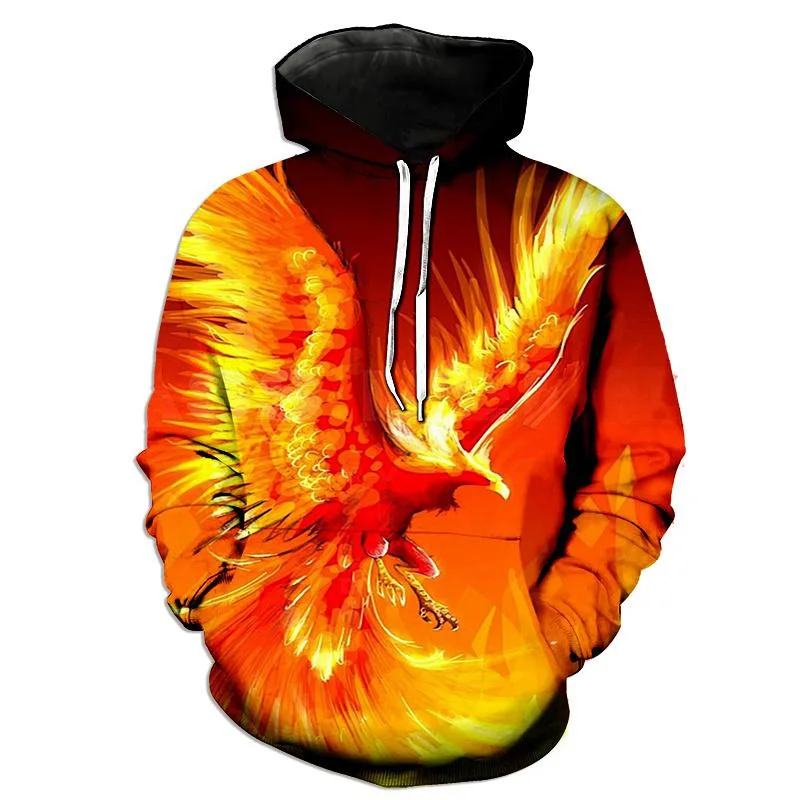 

Fashion Fire Phoenix Bird Hoodies Flaming Phenix 3D Print Man Women Hoodie Streetwear Pullovers Hooded Sweatshirts Kid Clothing