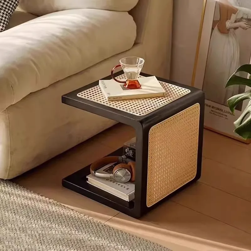 Rattan Coffee Tables Tatami Tea Table Multi-functional Shoe Change Stool Sofa Bedroom Bedside Table Rack Balcony Shelf Footstool