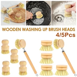 4/5Pcs Bamboo Dish Scrub Brushes Replaceable dish brush Kitchen Wooden Cleaning Scrubbers Household Cleaning Brush Cleaning Tool