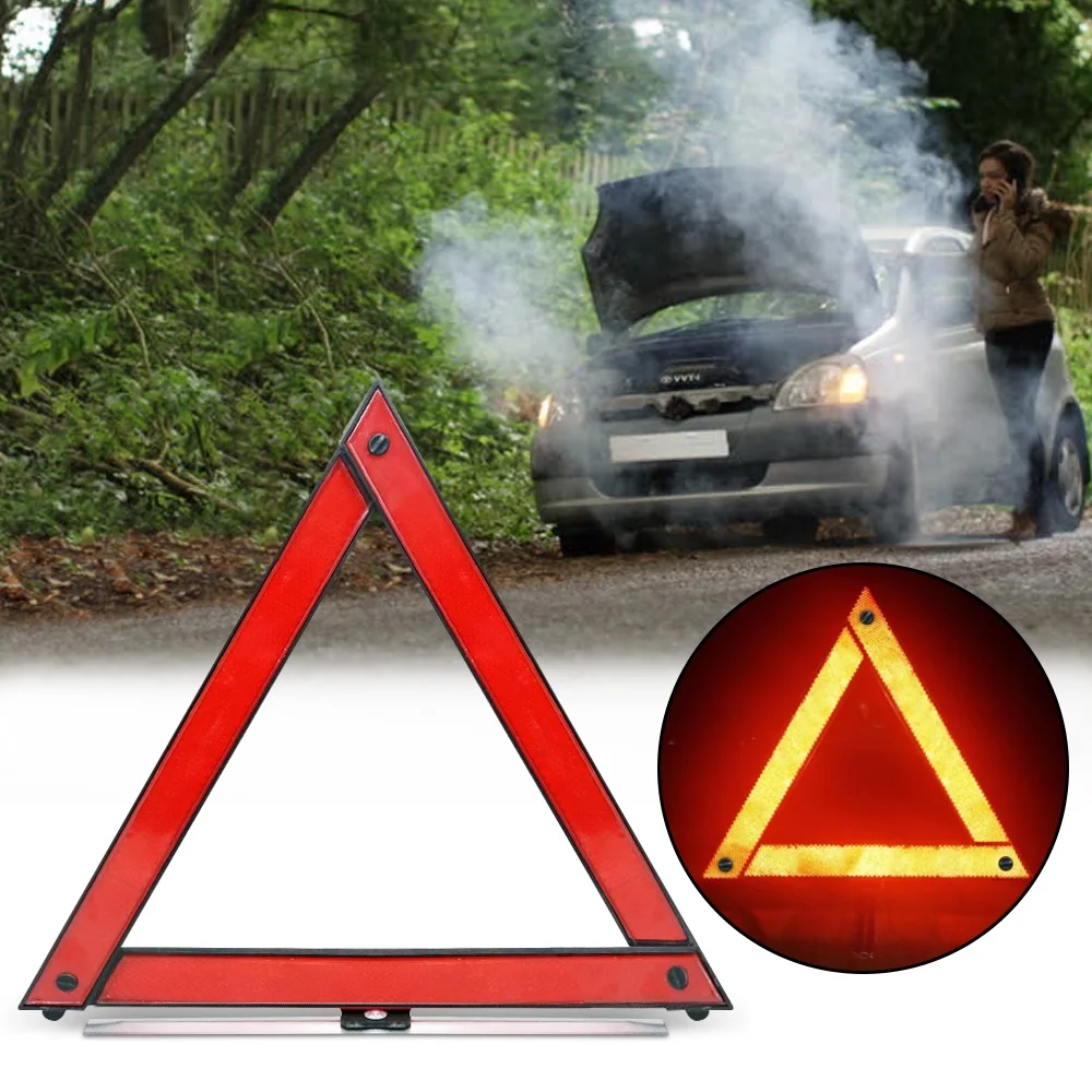 1pc Triangle Reflective Warning Sign Foldable Red Car Hazard Breakdown Warning Stand Emergency Portable Parking Rack Reflector