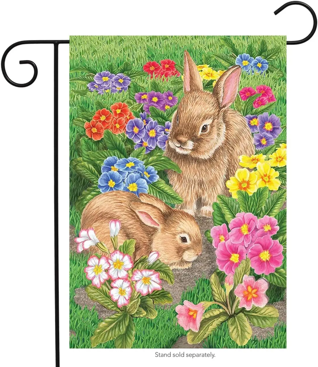 Bunny Friends Easter Garden Flag Spring Floral Bunnies Briarwood Lane ;