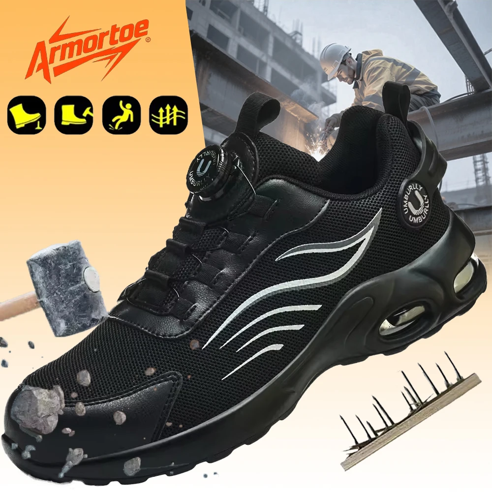 

ArmorToe Steel Head Swivel Buckle Four Seasons Models Anti-smash Anti-stabbing Safety Shoes Breathable Work Shoes #Armor2677