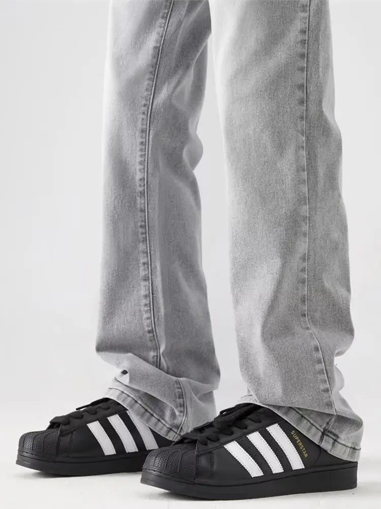 American Washed Gray and White Straight Casual Pants Cleanfit Micro-pull Pants Mens Clothes Cargo Workout Men's Jeans Pants