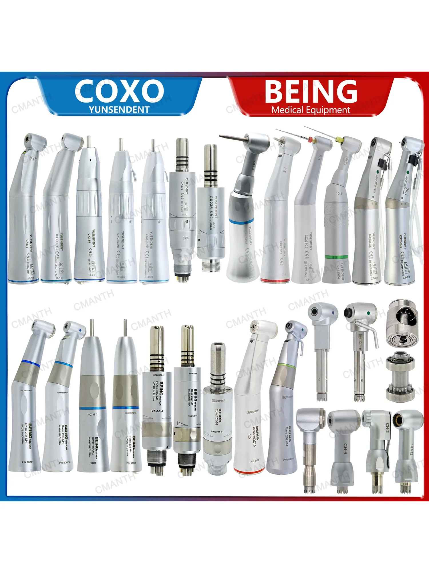 COXO BEING – pièce à main dentaire LED basse vitesse, contre-Angle, droite, réduction du rapport d'augmentation, moteur pneumatique, Type E, adapté à KAVO NSK
