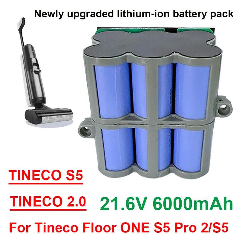 

Новый сменный аккумулятор 21,6 В, 6000 мАч для Tineco FLOOR ONE 2,0 S5 PRO 2 S5 Smart S5, аксессуары для парового скруббера, запчасти