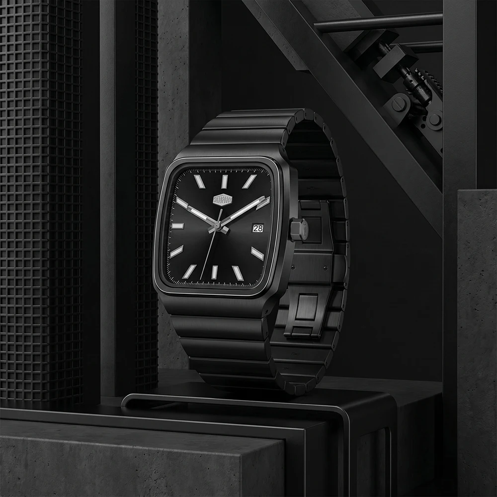 HEROFORCE Rotating Dial Watch, Revolving Hour and Minute Dials, Black Strap with Date Display, Simple Modern Styling