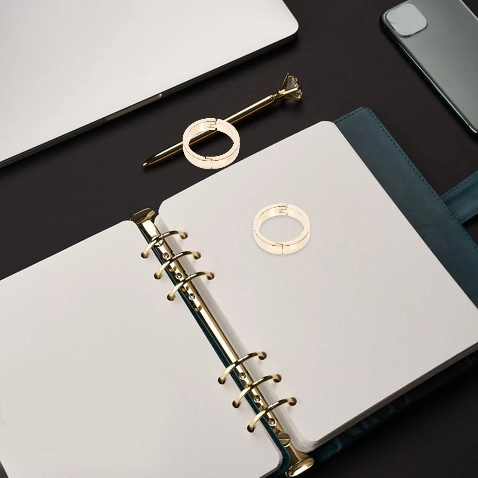 2Pcs Calendar Binding Rings Metal Loose Leaf Large Desk Elegant Design Easy Operation Multipurpose Solution Book Binding
