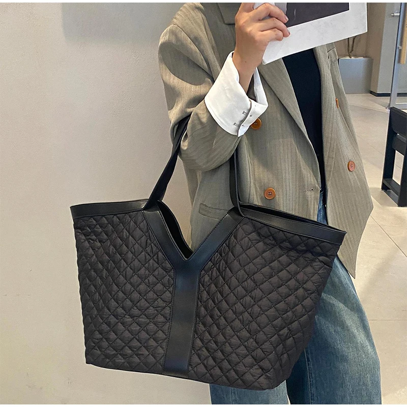 Luxury Large-capacity Genuine Leather Tote Fashion Y Shape Crocodile Pattern Shoulder Bag Casual High-end Shopping Bag Storage image 4