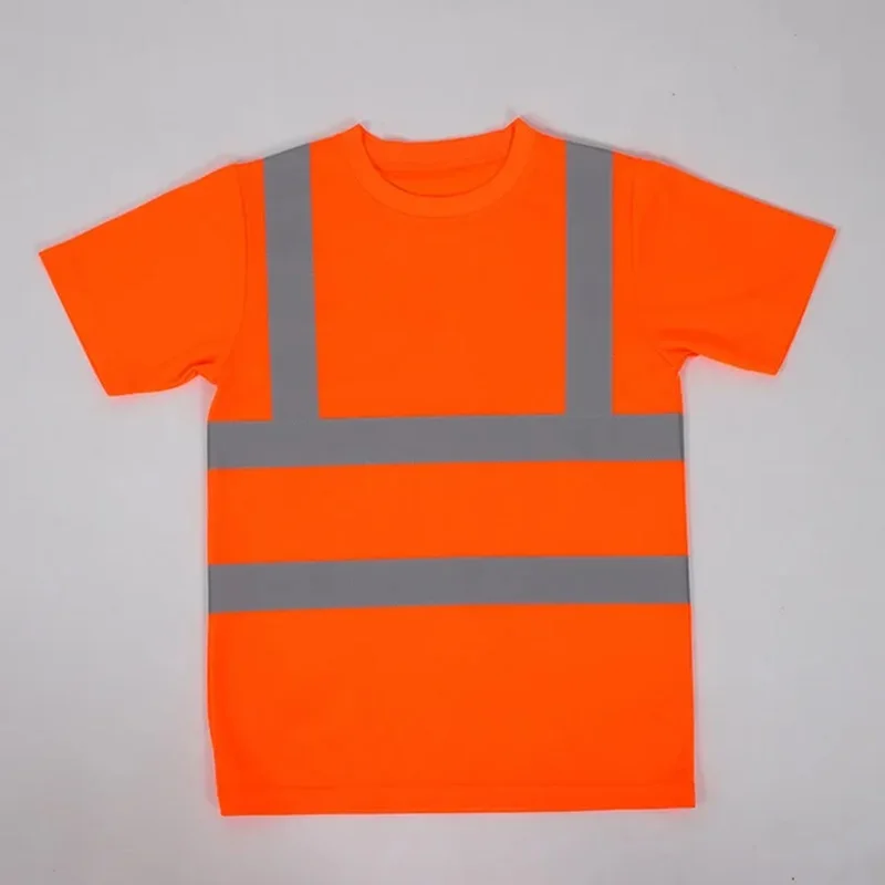 Reflective T-shirt Outdoor Fluorescent High Visibility Safety Work Shirt BreathableT Shirt Vest Quick Dry Sports Night Walking