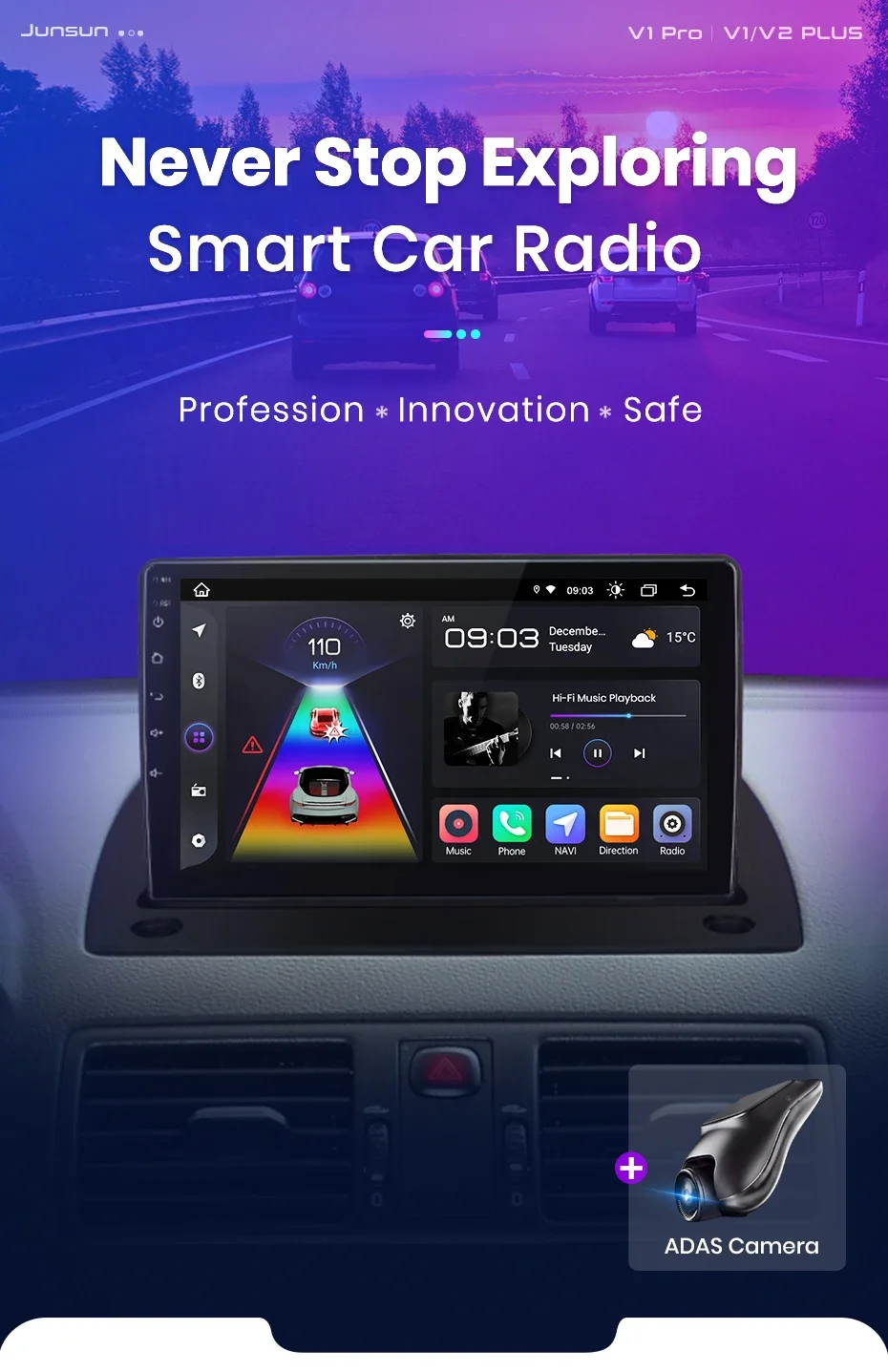 Junsun drahtloses Carplay Android Autoradio für volvo xc90 2012-2016 Auto intelligente Systeme rds bt dsp 2 din Autoradio – Detail 2