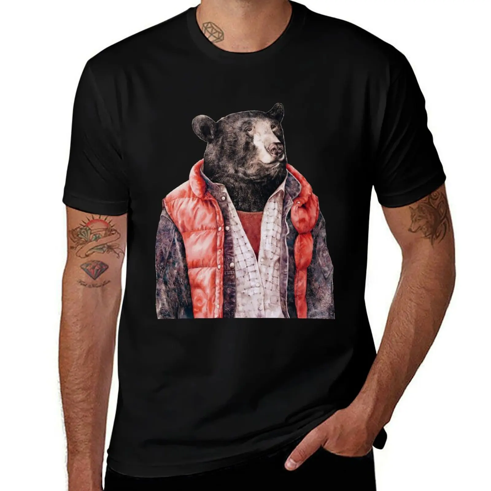 

Black Bear T-Shirt man t shirt summer t shirt men 100% cotton luxury brand T-Shirt