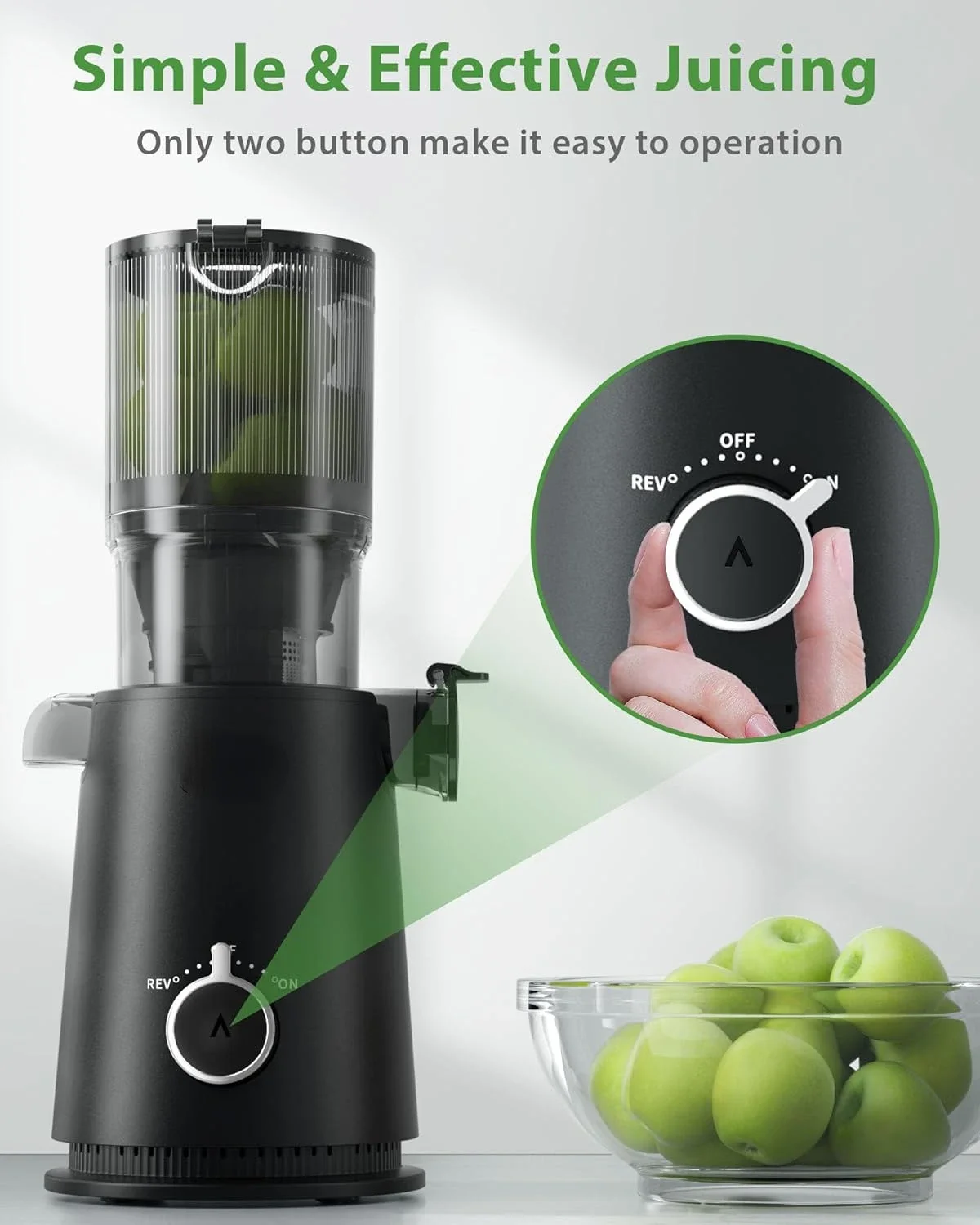 Cold Press Juicer, Masticating Juicer with 4.35" Wide Mouth, Whole Fruit juicer, Juicer Machines vegetable and fruit, Easy t