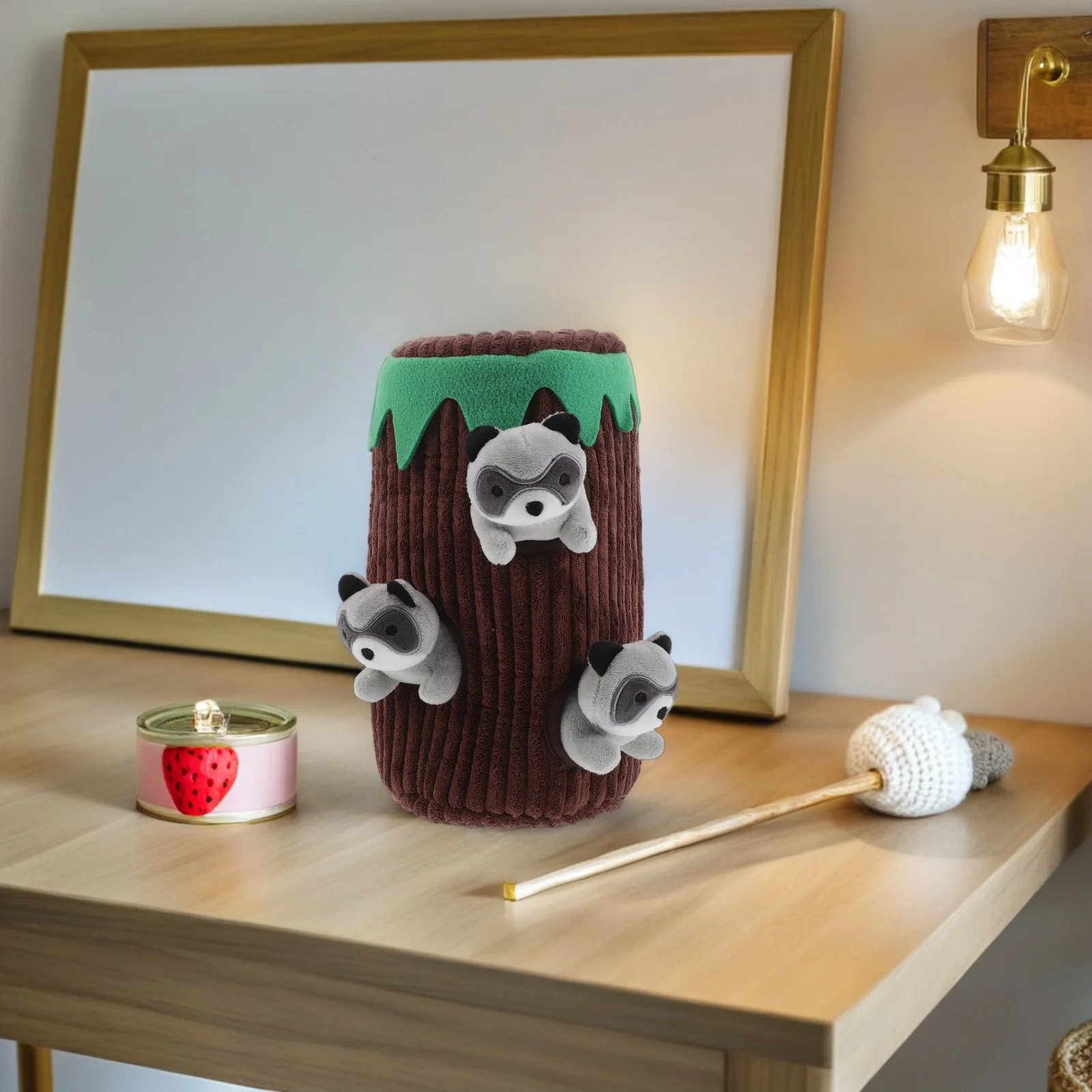 

1Set Interactive Squeaky Raccoon Dog Burrow Hide Digging Chew Teether Mental Stimulation Soft Squeak Stimulating Pet Play