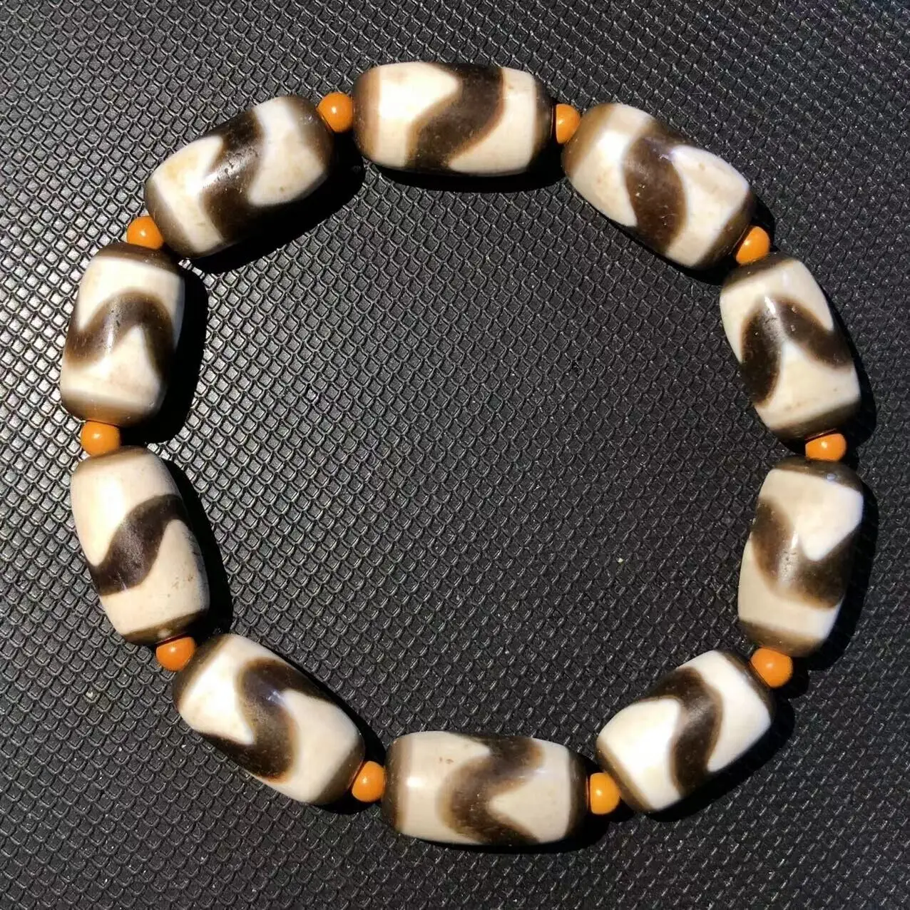 Magic Power Tibetan Old Agate Tiger teeth Cinnabar Totem dZi Bead bracelet