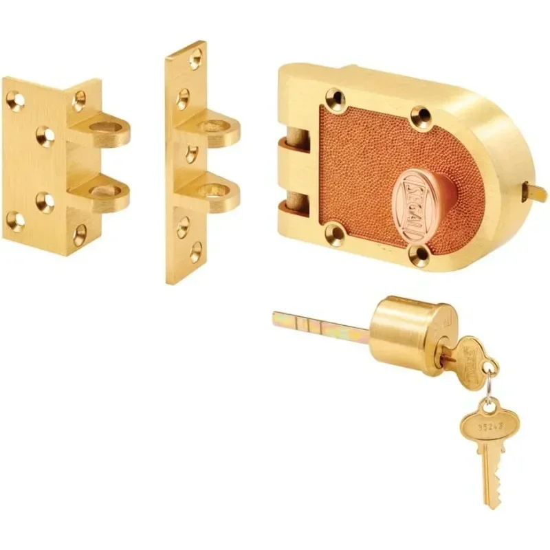 

Home.15361 Deadbolt – Jimmy-Proof Design Prohibits Forced Entry by Spreading of Door Frames – Solid Bronze Alloy, Brushed Brass