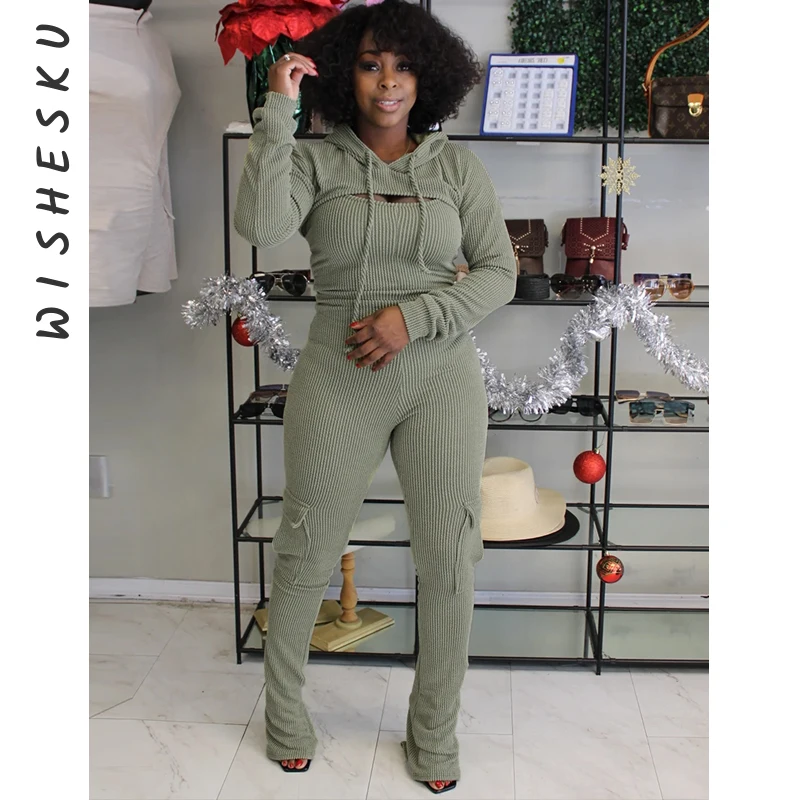 

Two Piece Set Women Long Sleeve Hooded Cropped Top+Casual Pencil Pants Jumpsuits 2024 Spring Fall Birthday Luxury Clothes