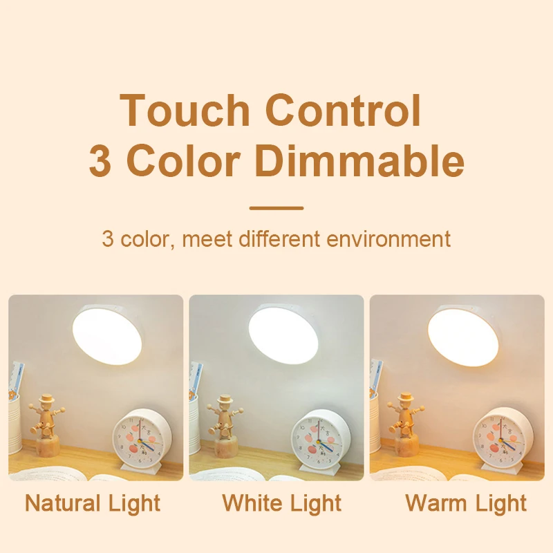 Nachtlampje LED Night Light Circle Rotatable Rechargeable Cabinet Light 3 Color Remote Dimmable Night Lamp for Bedside Closet