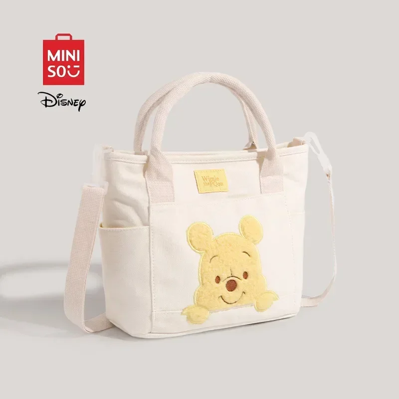 MINISO Disney Cartoon Winnie The Pooh Borsa a tracolla in tela con tracolla e design a tracolla a doppio scopo, regalo di San Valentino