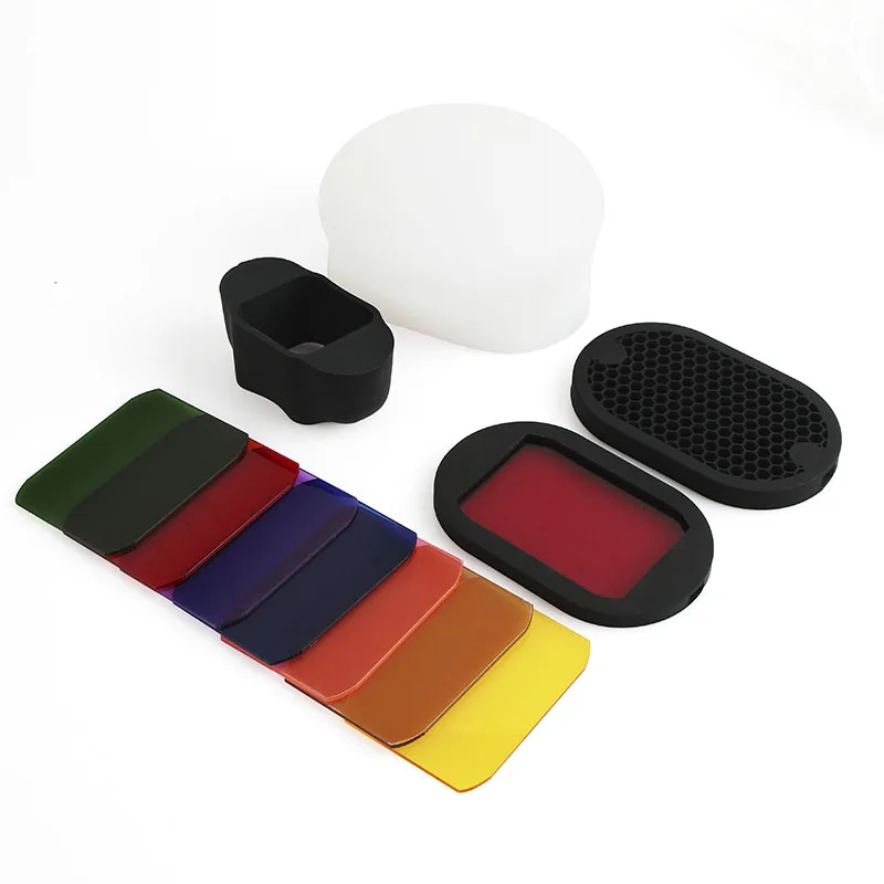 Flash Speedlight Honeycomb Grid Diffuser Bounce Reflector with Magnetic Gel Band 9Pcs filters Flash Accessories Kit