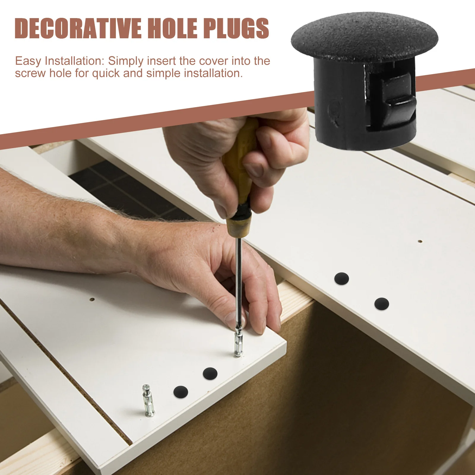 20 Buah Penutup Lubang Furnitur Plastik Tahan Lama, Lubang 10mm, Mudah Dipasang, Menutupi Lubang Sekrup, Penutup Lubang Furnitur, Penutup Lubang Plastik