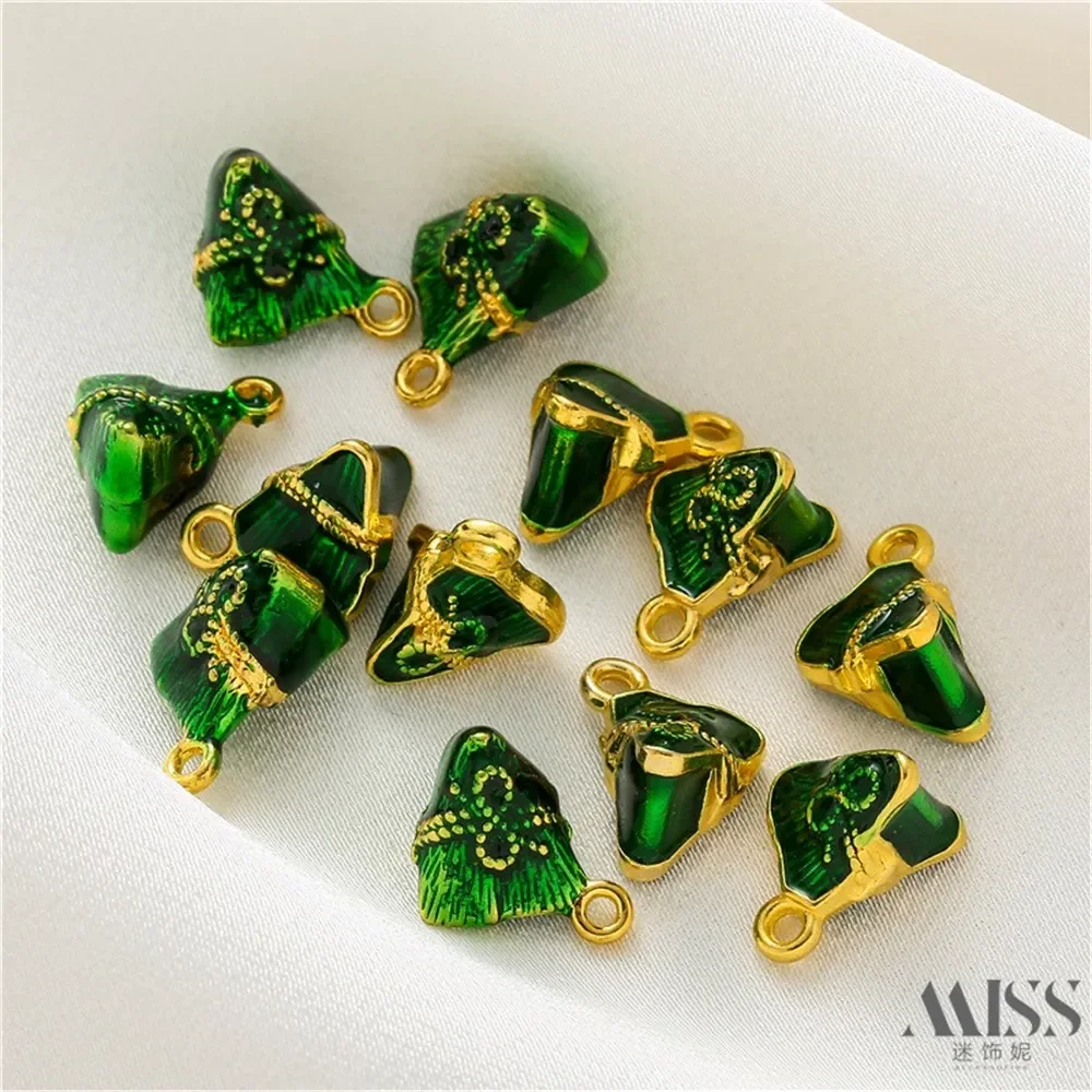 Matte Gold Dragon Boat Festival Dripping Oil Small Zongzi Pendant DIY Hand-woven Bracelet Necklace Charm Pendant Jewelry