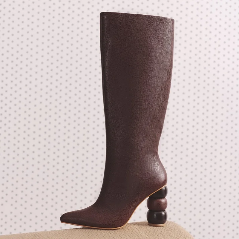 Strange Style Matte Leather Knee High Boots Sexy Pointed Toe Solid Zipper Custzomized New Arrivals Fashion Women Modern Boots