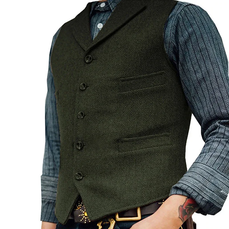 Spring And Autumn Korean Version Fashion New Single-breasted Coat, Vest, Men's Sleeveless Top
