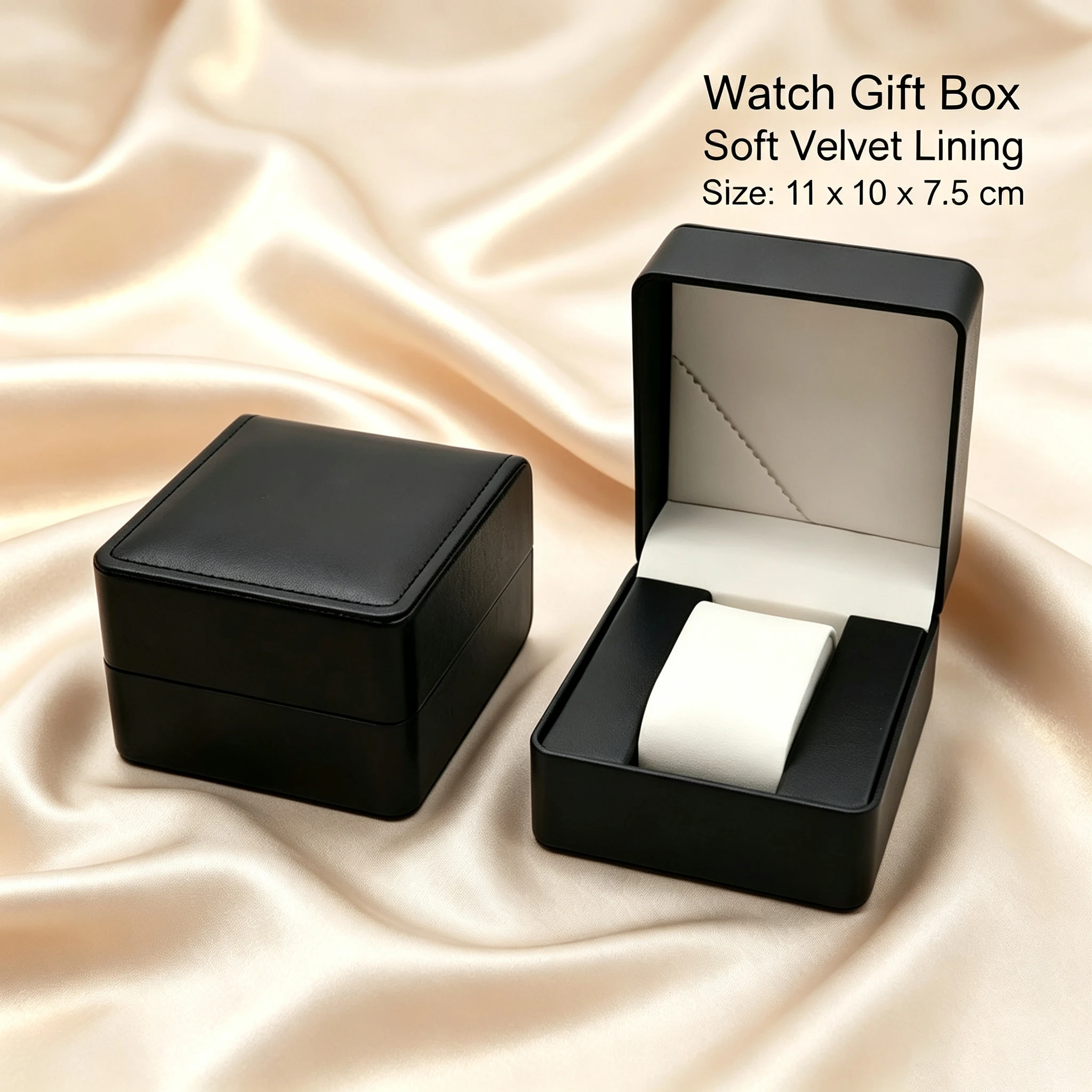 Black Single Watch Gift BoxPU Leather Wristwatch Display Case Organizer for Men and Women PU Leather Watch Organizer