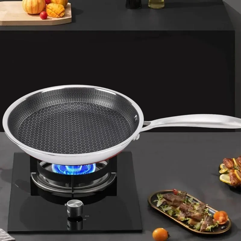 

Сковорода из нержавеющей стали с антипригарным покрытием, нержавеющая, можно мыть в посудомоечной машине, быстрый ровный нагрев, большая емкость, сотовый материал для кухни