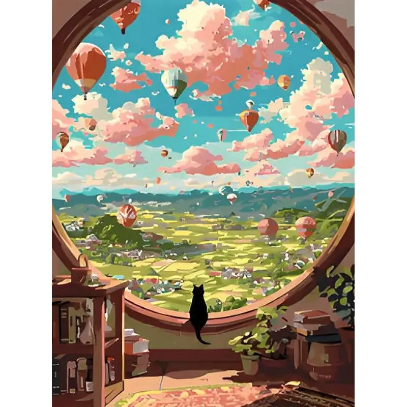 CHENISTORY Painting By Numbers For Adults Field Landscape Kit Acrylic Paint On Canvas Wall Art Diy Picture By Number