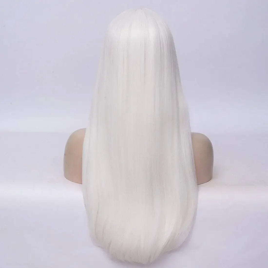 White Synthetic Wig Women\'s Long Straight Middle Part Wig Cosplay Costume Full Wig Party Wigs Heat Resistant Synthetic Hair