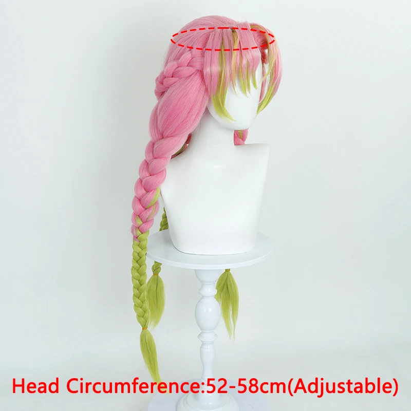 Kanroji Mitsuri Cosplay Perücke mit Perückenkappe, weiblich, Anime, Rollenspiel, langes Haar, Hochtemperatur-Drahthaar für Frauen