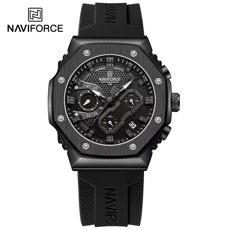 NAVIFORCE Fashion Couple Watches Casual Original Sport Silicone Strap Wristwatch for Lovers Auto Date Display Quartz Chronograph