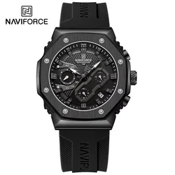 NAVIFORCE Fashion Couple Watches Casual Original Sport Silicone Strap Wristwatch for Lovers Auto Date Display Quartz Chronograph