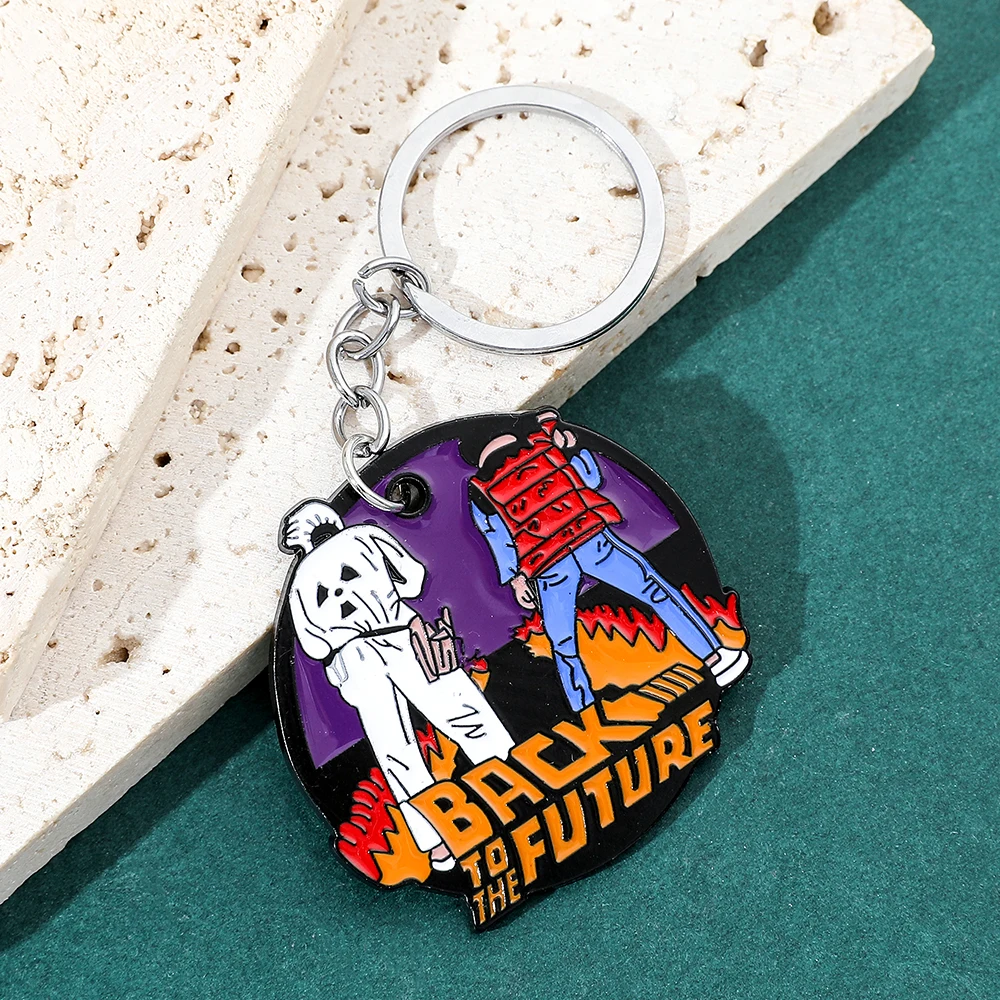 Chaveiro de volta para o futuro Doc e Marty Chaveiro de metal com pingente esmaltado perfeito para presentes de fãs de filmes