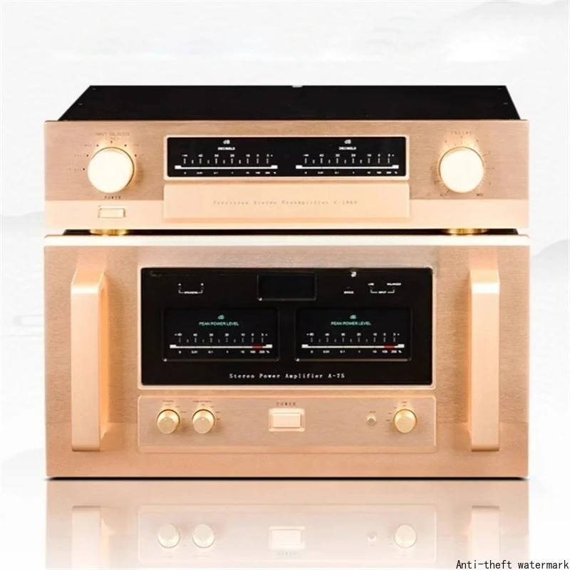 

Усилитель HIFI класса A A-75 Pure Golden Voice с коэффициентом демпфирования 1000, максимальной мощностью 520 Вт, потребление напряжения 220В/110В