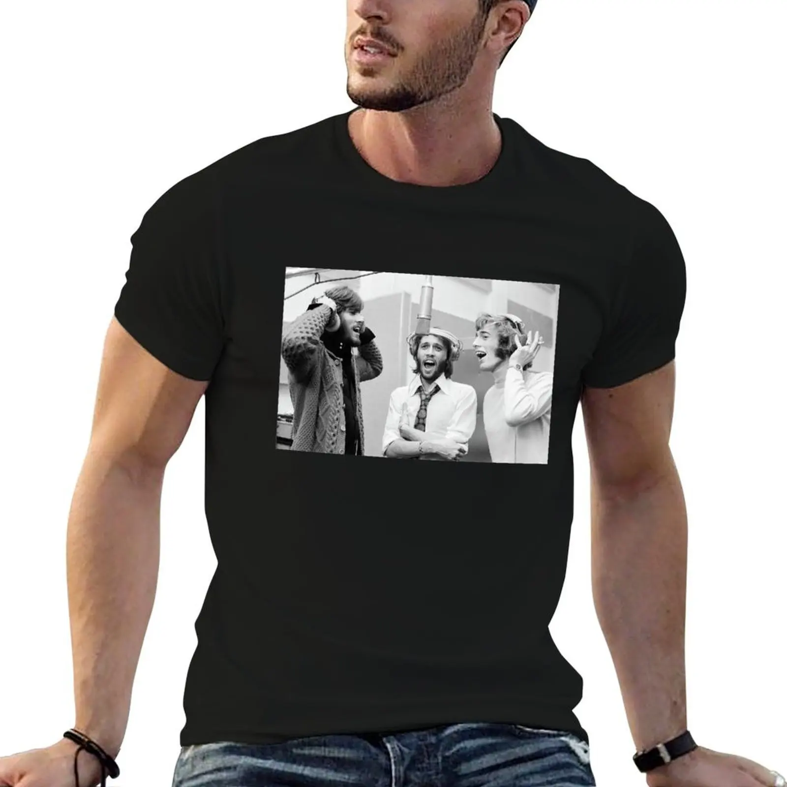 1970's Classic Bees Gees Wiston Casco T-Shirt fashion shirts anime stuff Men's clothing