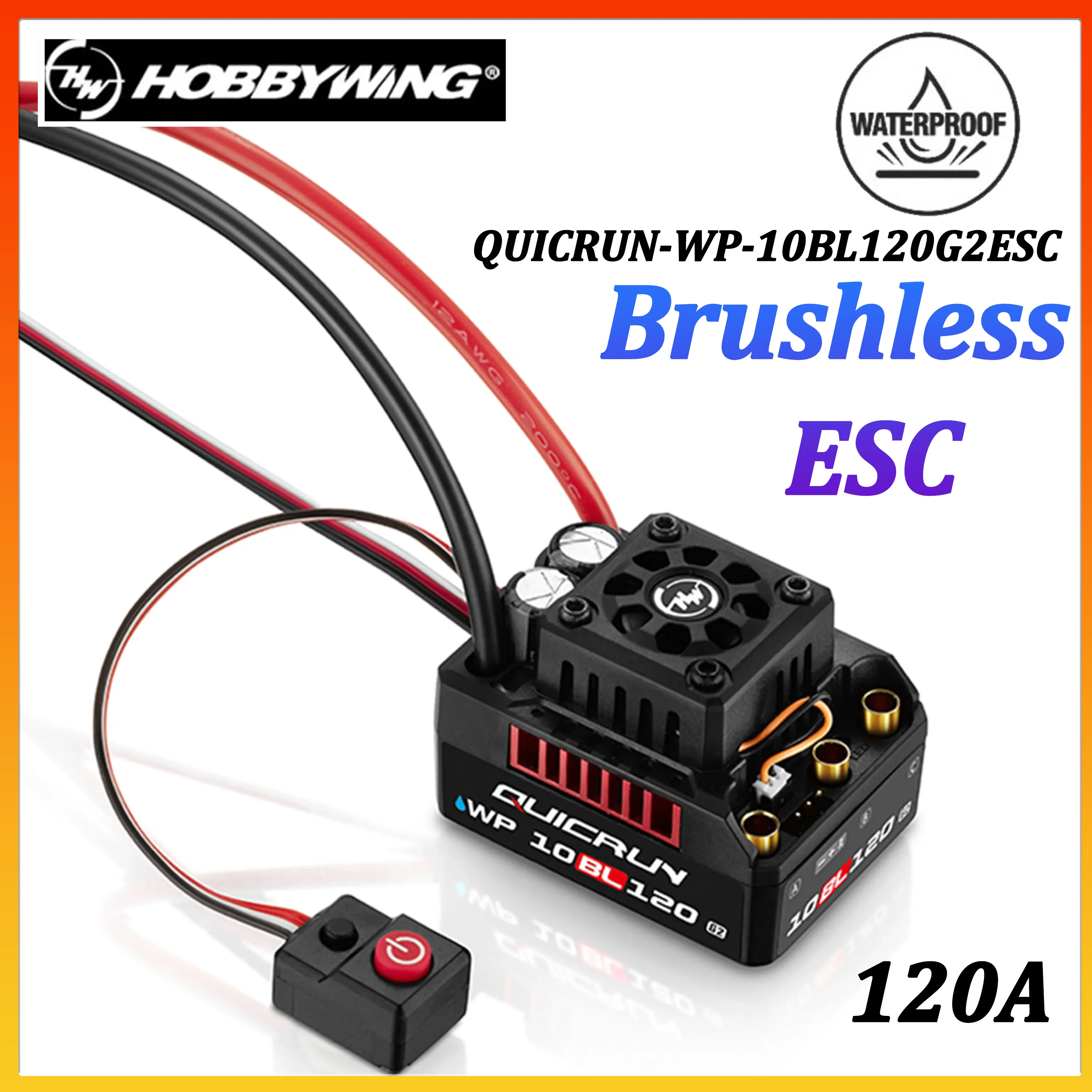 

Бесколлекторный регулятор скорости HOBBYWING 120A Sensorless ESC WP 10BL120 G2 QuicRun, водонепроницаемый, 2-4S, для радиоуправляемых моделей 1/10, двигателей 3652 3660, автомобилей, грузовиков, багги