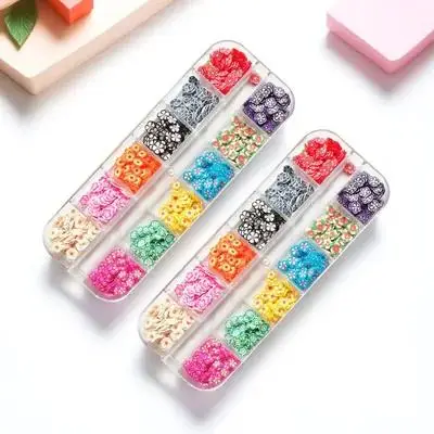 Manicure Sequins 12-Grid Crystal Mud for Nail Art, Sparkling DIY Nail Decorations & Polymer Clay Filling Tool