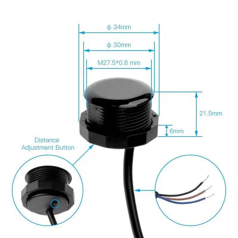 Interruttore sensore di portata Laser impermeabile DC 5V-24V IP67 5-200cm 5mA interruttore intelligente senza contatto sensore di distanza a infrarossi umano