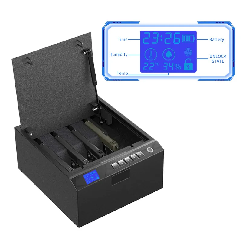 Best Selling Biometric Gun Safe 4 Rifle Storage with Fingerprint Keypad Lock Hygrometer Thermometer