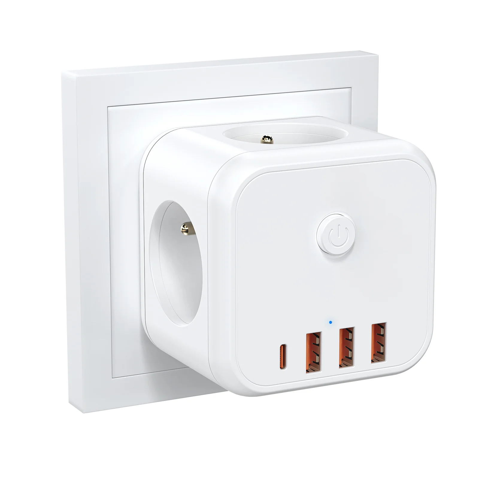 

Французская электрическая розетка с несколькими вилками и 3 USB типа C, французские стандартные настенные электрические розетки, удлинитель 4000 Вт, 16 А, белый